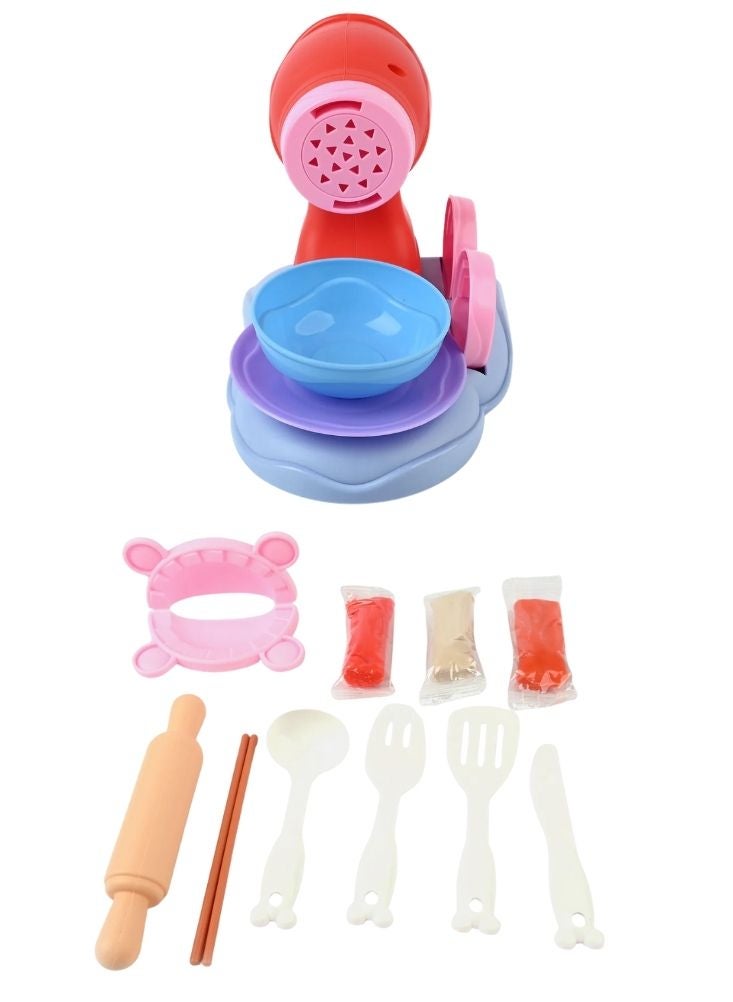 Premium Kids Color Clay Noodle Machine Playset – Creative Dough Extruder Cooking Toy Set - Image 2